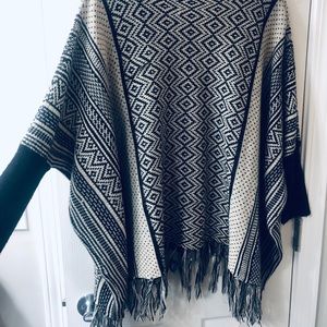 Black and white fringe sweater